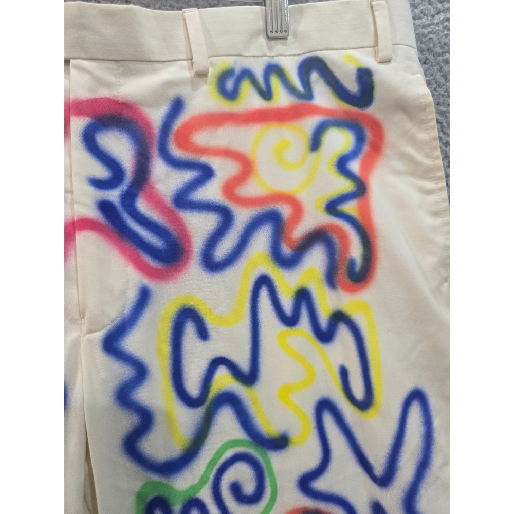 Ralph Lauren Vintage Custom Graffiti Art Spray Paint Pants 38x32 Cream - Picture 4 of 10